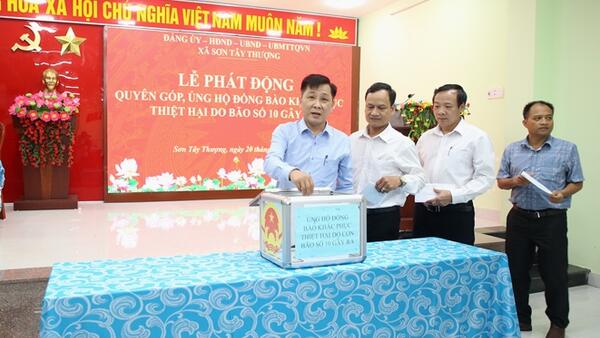 Ủy ban MTTQVN xã Sơn Tây Thượng tổ chức Lễ phát động ủng hộ đồng bào các tỉnh miền Bắc bị thiệt hại nặng nề do lũ lụt gây ra